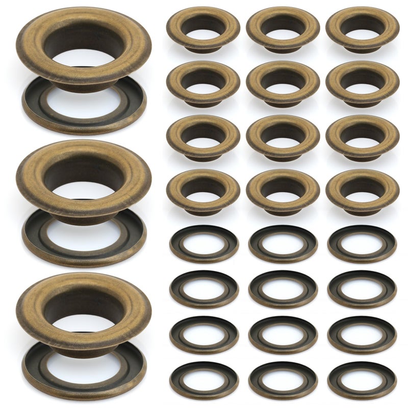 CRAFTMEmore 3/8" (10MM) Hole 100 Sets Grommets Eyelets with Washers for Clothes, Leather, Canvas (Antique Brass) - Image 1